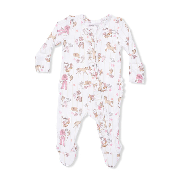 Cowgirl Nursery  2 Way Ruffle Front Zipper Footie