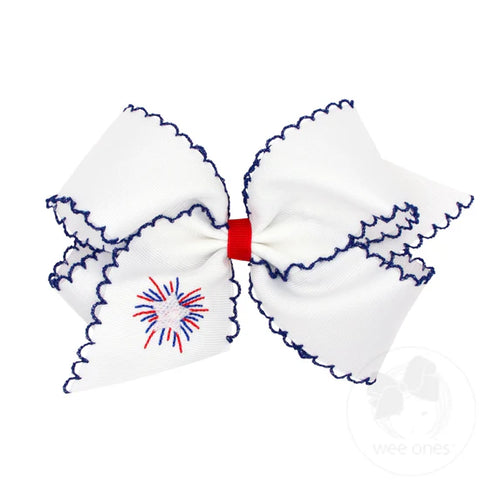 Patriotic Embroidered King Bow w/Moonstitch Edge
