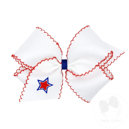 Patriotic Embroidered King Bow w/Moonstitch Edge