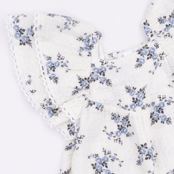 Belle Rosette Dot  V-Neck Bubble