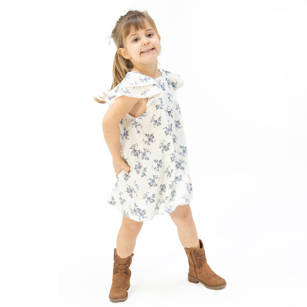 Belle Rosette Dot  V-Neck Dress and Bloomer