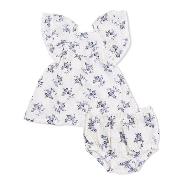 Belle Rosette Dot  V-Neck Dress and Bloomer