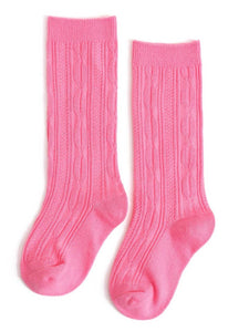 Cable Knit Knee High Socks-Taffy