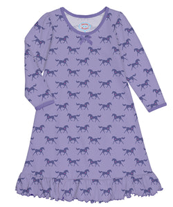 Whirl-and-Twirl Long-Sleeve Nightgown-Purple Horse