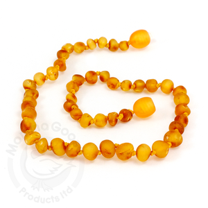Amber Teething Necklace- Unpolished (Raw) Baroque Honey - 1033