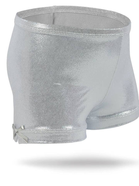 Silver Shimmer Girls Spandex Shorts