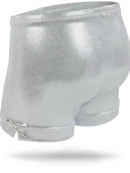 Silver Shimmer Girls Spandex Shorts