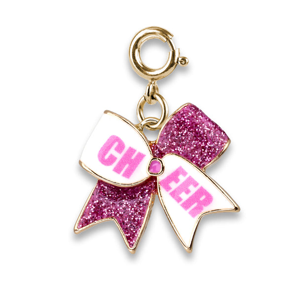 Charm It Gold Glitter Cheer Bow Charm