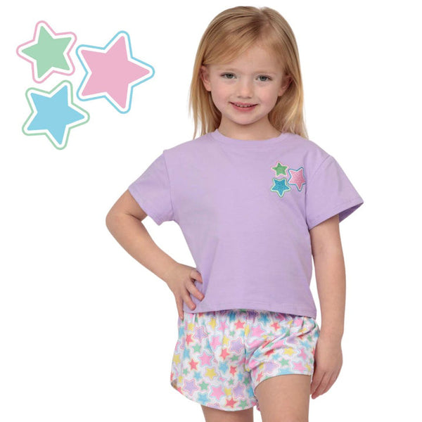 Glitter Stars Lavender Boxy Tee