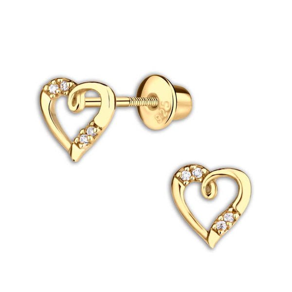 CM 14K Gold-Plated Heart Open Earrings