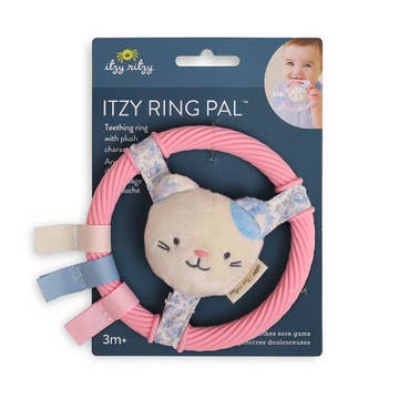 Itzy Ring Pal™ - Teething Ring with Plush Character - Pink Kitty