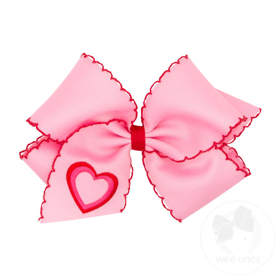 Moonstith King Heart Embroidered Grosgrain Bow
