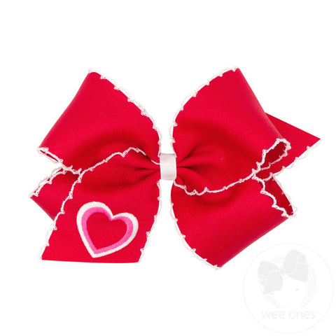 Moonstith King Heart Embroidered Grosgrain Bow
