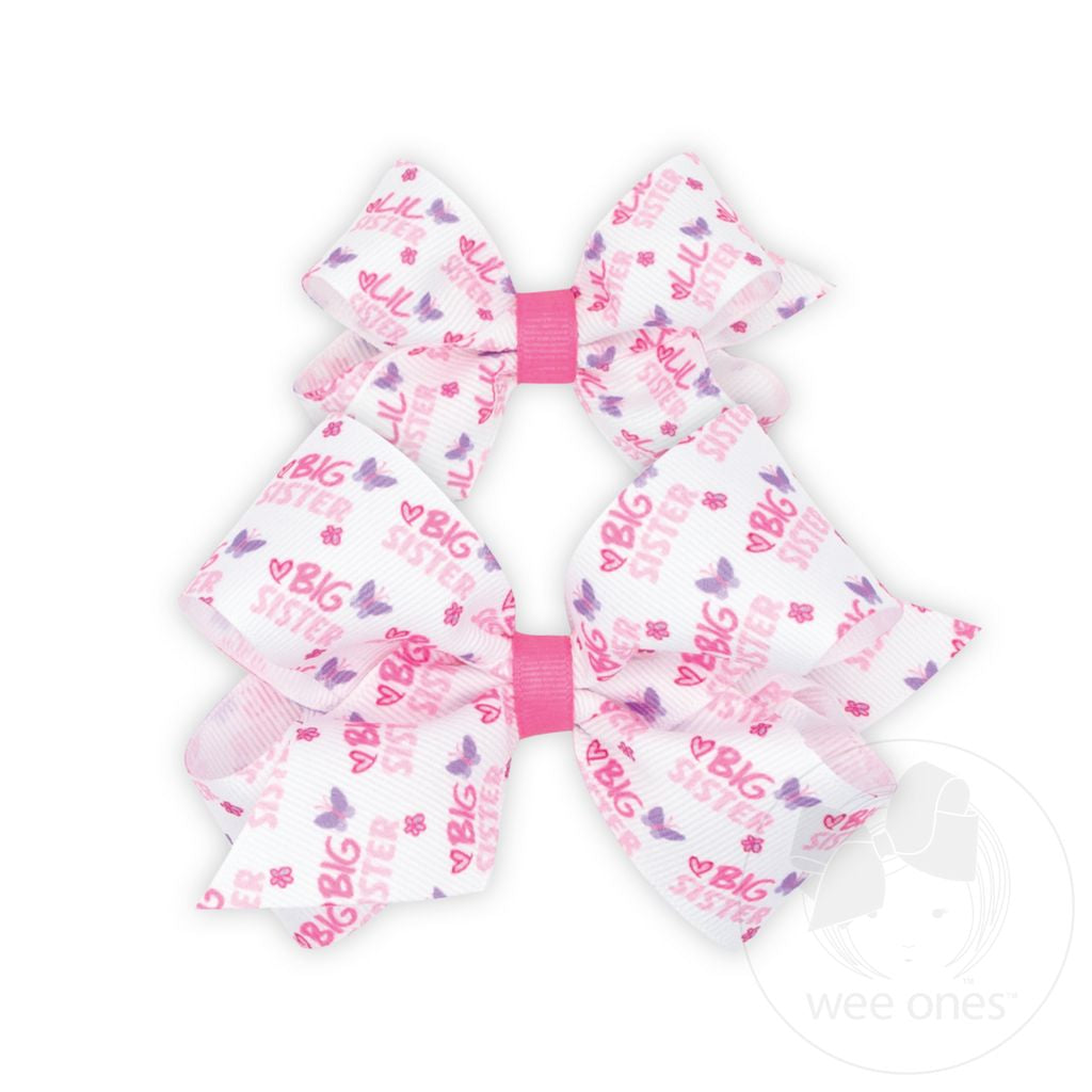 Mini Lil Sister Med Big Sister Bow Set