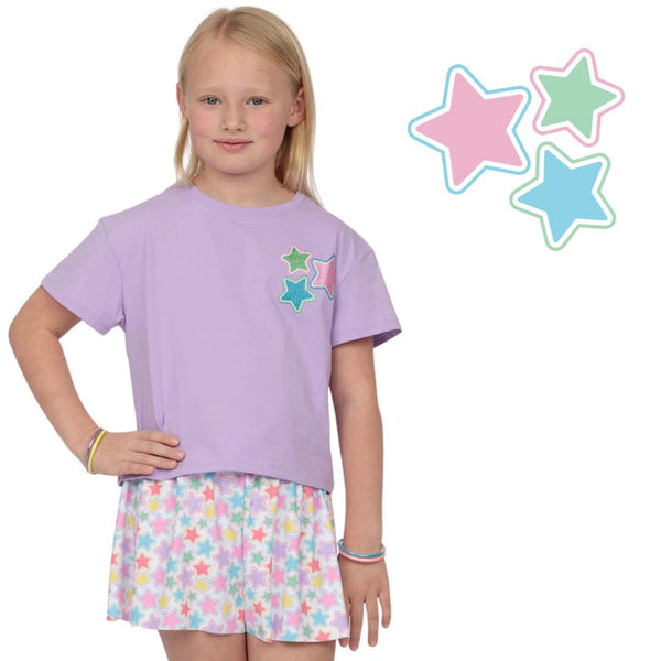 Glitter Stars Lavender Boxy Tee