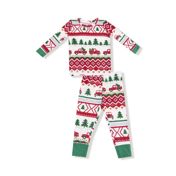 Red Truck Fair Isle Long Sleeve Loungewear Set