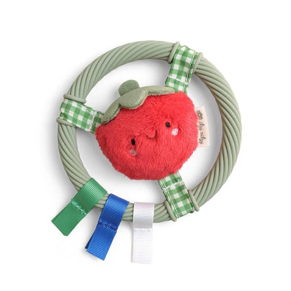 Itzy Ring Pal™ - Teething Ring with Plush Character - Red Tomato
