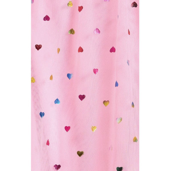 Foil Heart Mesh Trapeze Party Dress