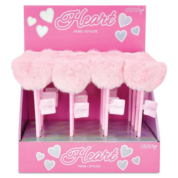 Pink Heart Fuzzy Pens