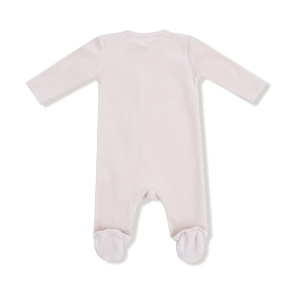 Velour Teddy Bear Oatmeal Velour Footie