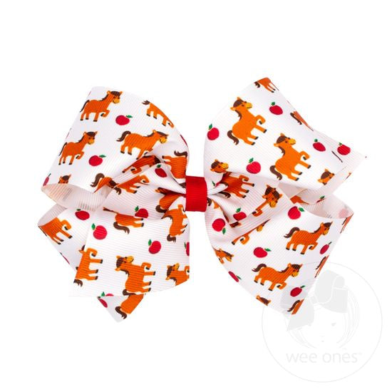 Farm-Themed Printed Grosgrain Hair Bows