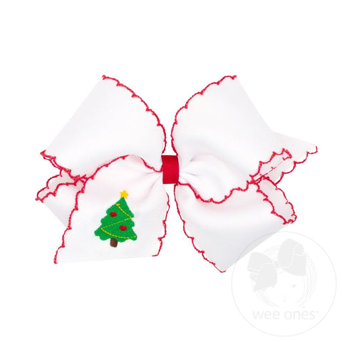 Christmas Tree King Moonstitch Embroidered Bow