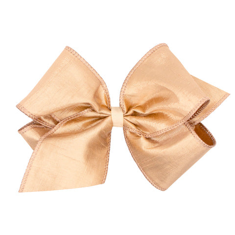 King Metallic Dupioni Silk Hair Bow on Clippie