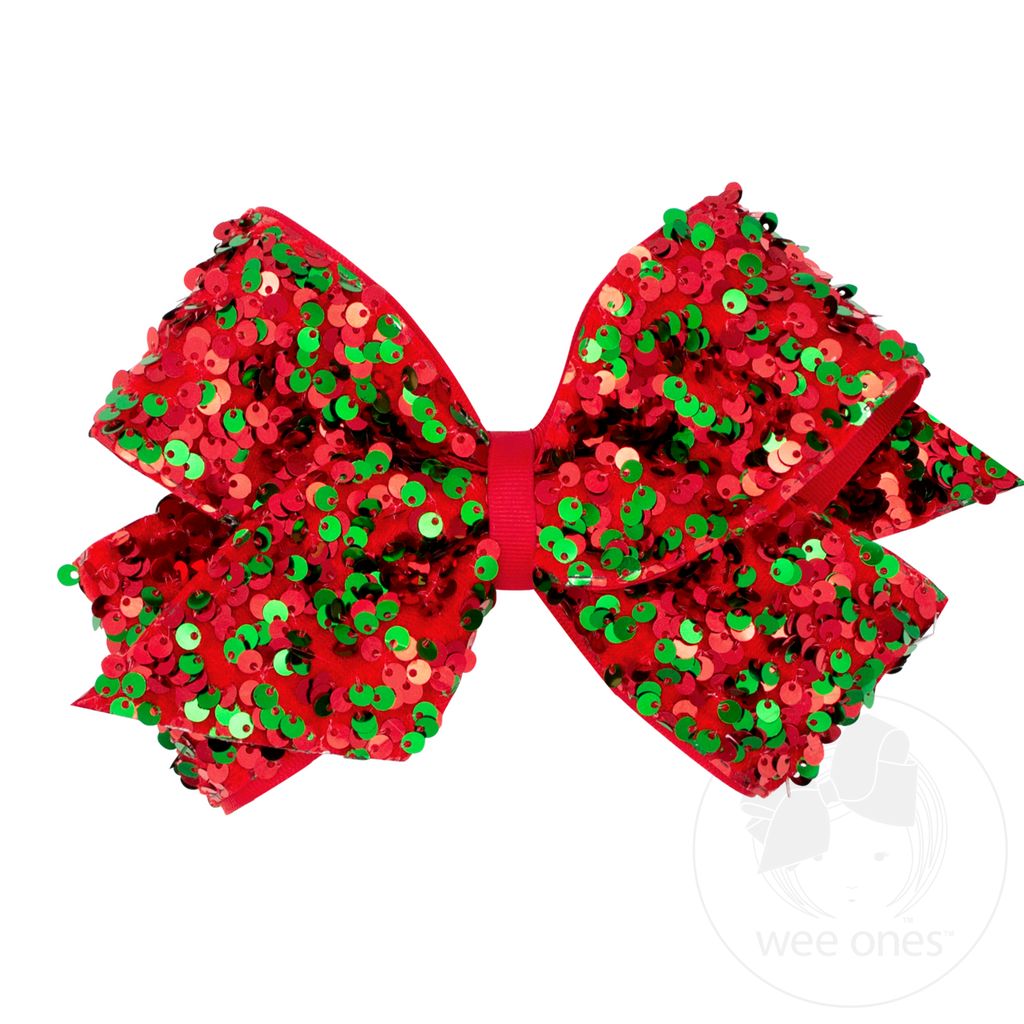 Red and Green Velvet Sequin Overlay King Bow