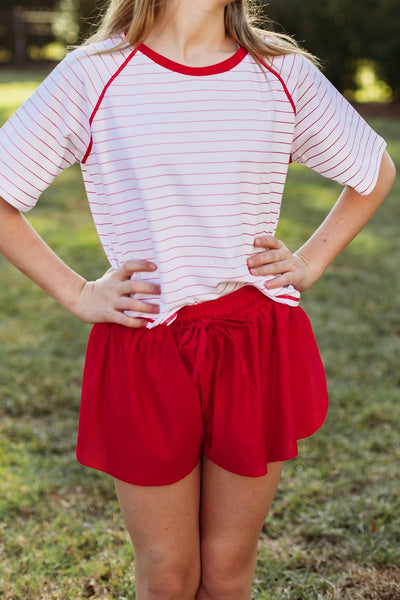 Red Mesh Butterfly Shorts