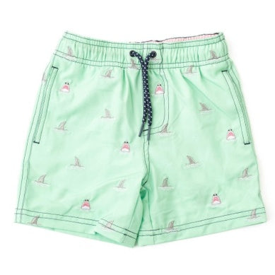 Mint Shark Icon Embroidered Trunks