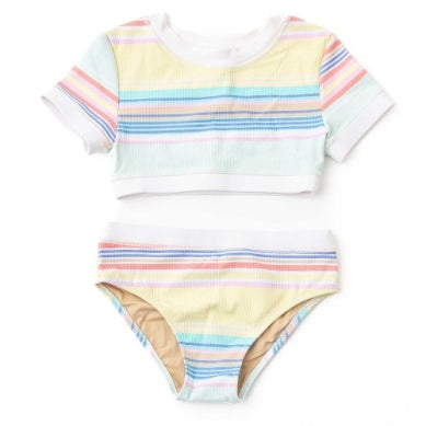 Surfer Stripe Ribbed Cropped 2 Piece