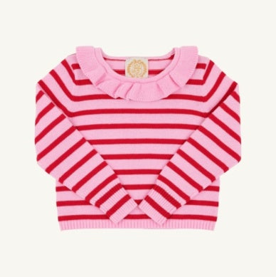 Reece Ruffle Sweater| Richmond Red and Pier Party Pink Stripe