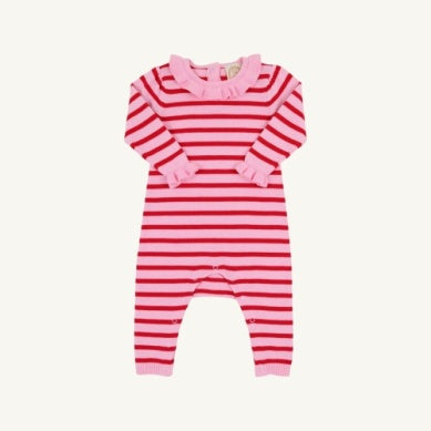Reece Ruffle Romper | Richmond Red and Pier Party Pink Stripe