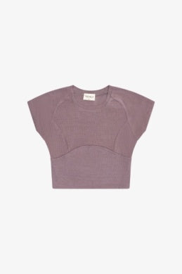 Lavender Mist Rib Cap Sleeve Baseball Tee
