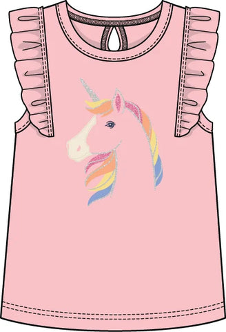 Pink Unicorn Flutter Sleeve Top