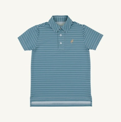 Prepletic™ Prim and Proper Polo Sumner County Stripe (Barnsley Blue)/Keeneland Khaki