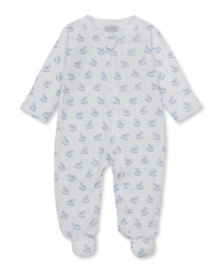 Blue Gingham Rockers Zip Footie