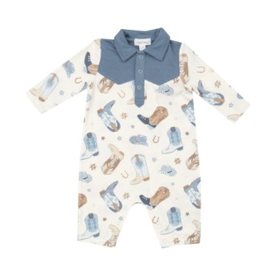 Cowboy Boots Blue Cowboy Romper