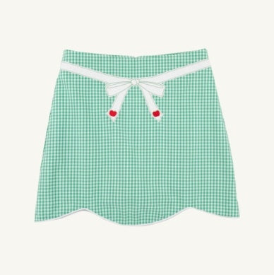Perrin Scallop Skirt Gibson Island Green Mini Gingham/Worth Ave White