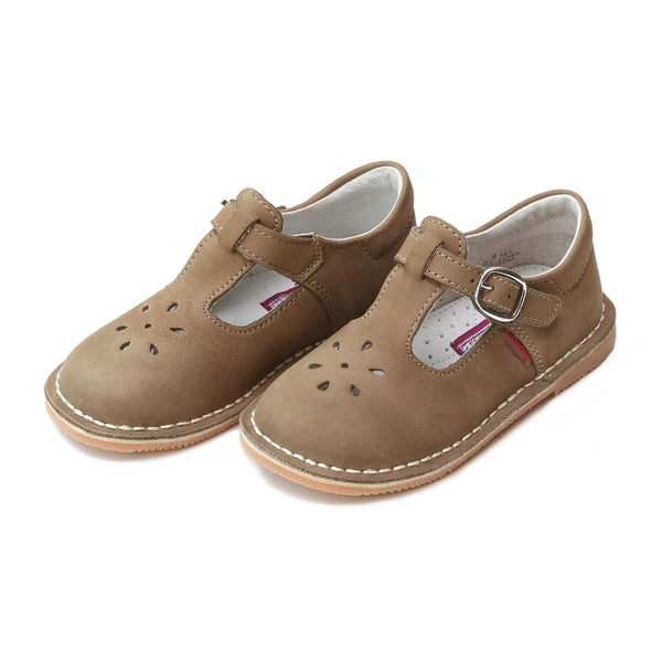 Joy Classic Nubuck Khaki Leather T-Strap Mary Jane