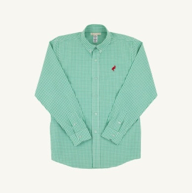 Deans List Dress Shirt | Gibson Island Green Mini Gingham/Richmond Red