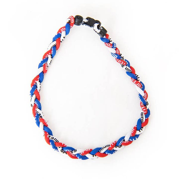 Braided Sports Necklace - Red, White, & Blue