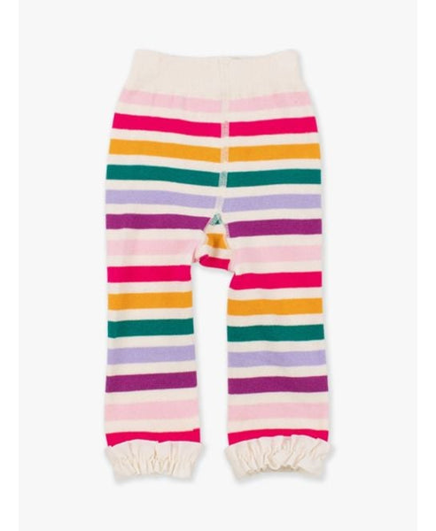 Colorful Rainbow Stripe Patterned Footless Ruffle Tights