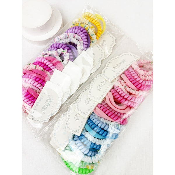 Mix Color Spiral and Assorted Hair Tie Set