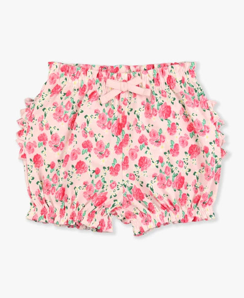 Bubblegum Pink Puff Short Sleeve Bodysuit & English Rose Bubble Knit Shorts Set
