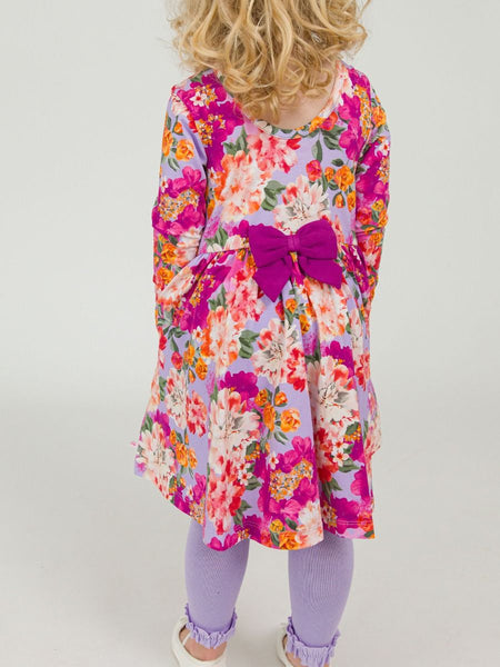 Lavender Valley Knit Long Sleeve Twirl Dress