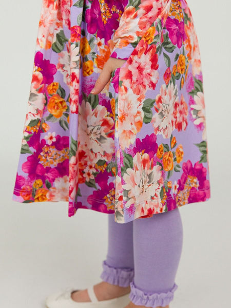 Lavender Valley Knit Long Sleeve Twirl Dress