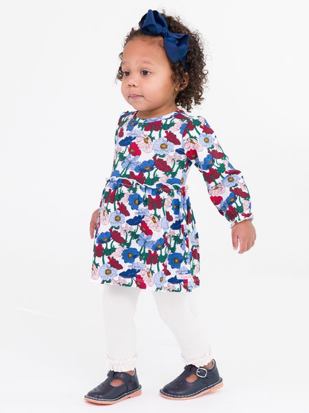 Knit Long Sleeve Skirted Romper-Poppy Petals