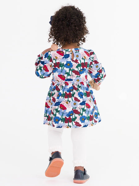 Knit Long Sleeve Skirted Romper-Poppy Petals