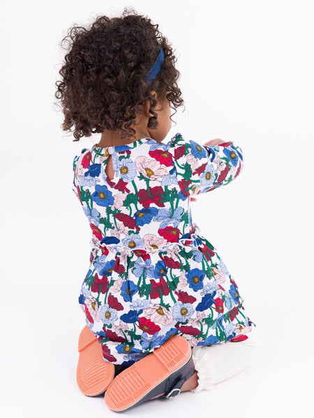 Knit Long Sleeve Skirted Romper-Poppy Petals